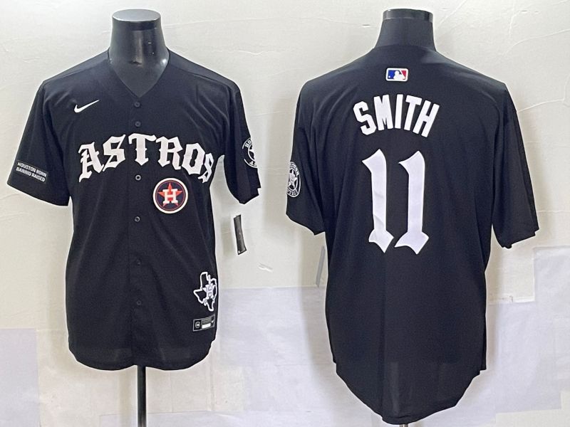 Men 2025 Houston Astros #11 Smith Black Seven generations Joint Name Nike MLB Jersey style 70415->houston astros->MLB Jersey